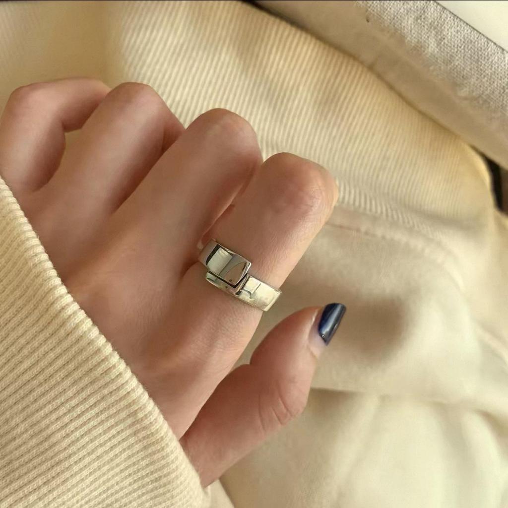 Adjustable Thai Silver Retro Ring: Trendy, Versatile, Hip Hop-Inspired Design for Women