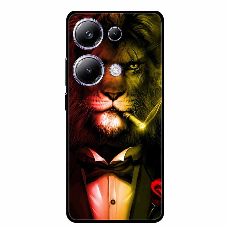 For Xiaomi Poco M6 Pro 4G Phone Case Cover Wolf Shockproof Black Silicone Soft Back Cover Cases For Poco M6 Pro Case M 6 M6Pro