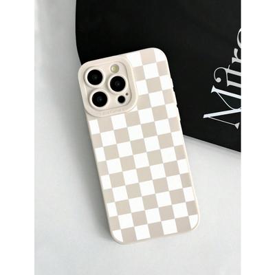 Black and White Checkered Pattern Phone Case Suitable for iPhone 16 15 14 13 12 11 Pro/Max/Plus Shockproof Back Cover