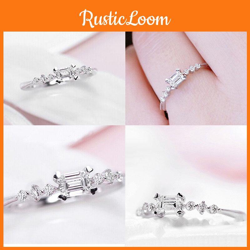 Stunning Silver Plated Natural Gemstones Square White Sapphire Wedding Birthstone Ring With Premium Craftsmanship