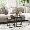 Nesting Tables Set of 2, Side End Table with Removable Tabletop Tray and Steel Frame for Living Room, Bedroom, Black