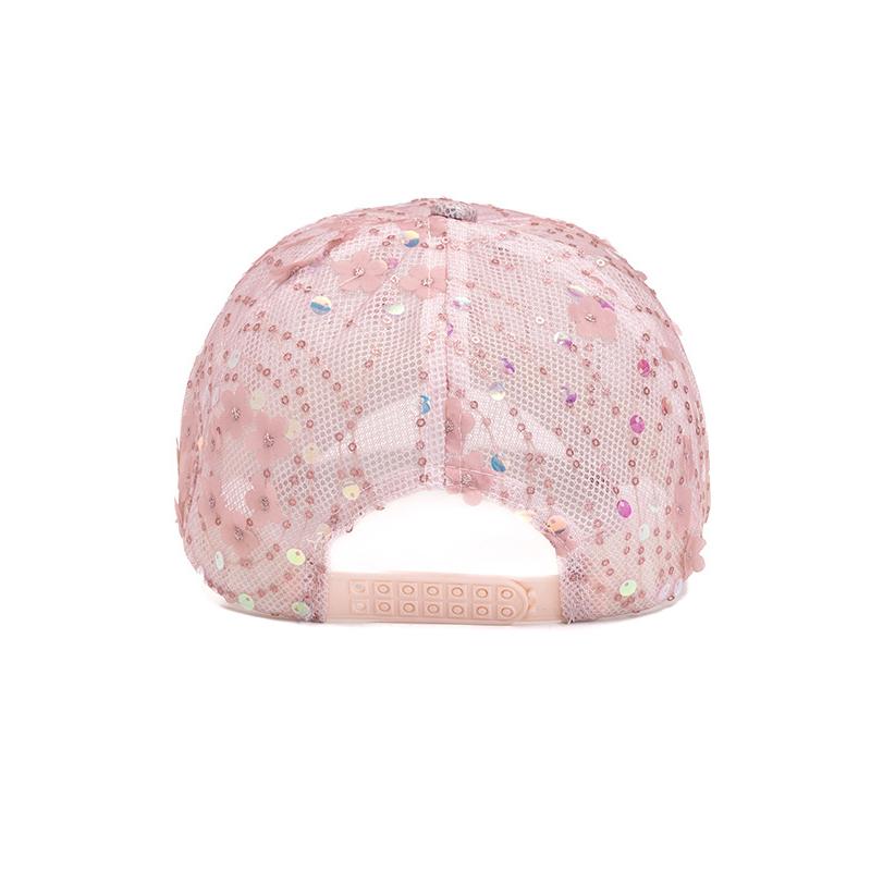 Netz Atmungsaktive Kappe Damen Sommerkappe Pailletten Sonnenschutz Sonnenhut Floral Baseballkappe