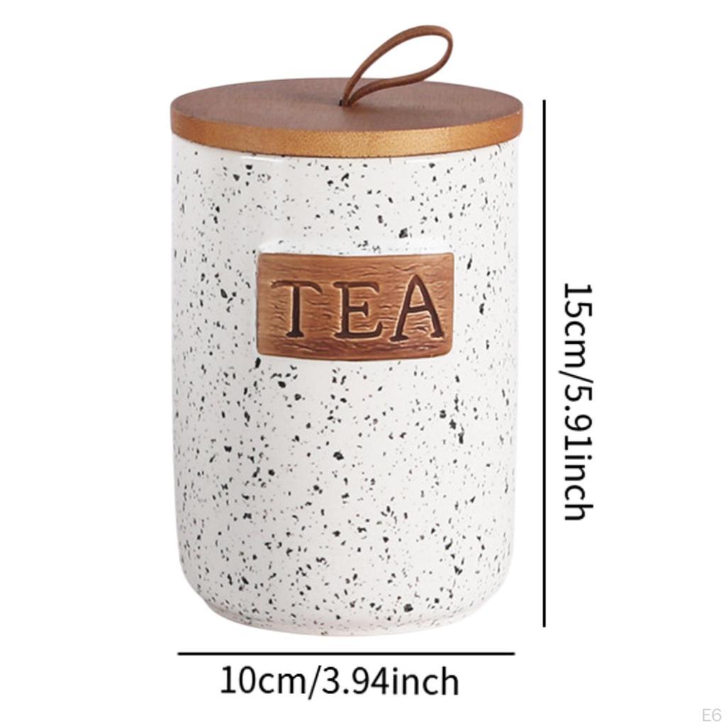 Airtight Ceramic Canister with Wooden Lid for Kitchen And Pantry