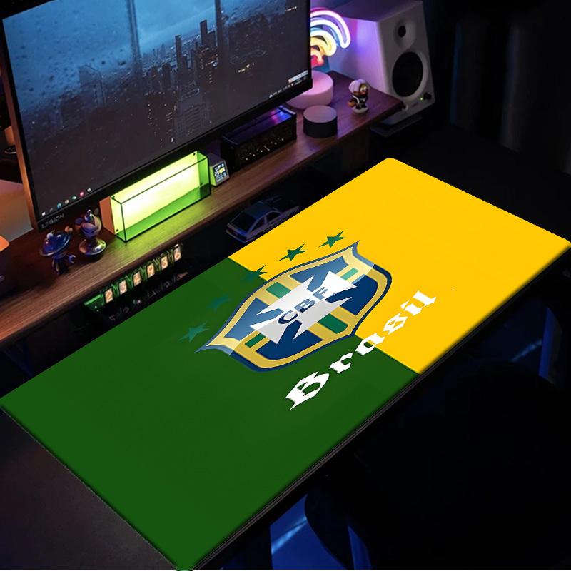 Brazilian Football Federation Emblem mouse pad, rubber base, esports desk mat, mouse pad for gamers and office use, gaming desk , easy to clean mat