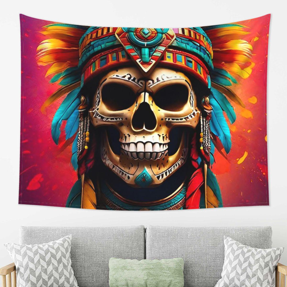 

Aztec Skull7 Tapestry Decoration Art Aesthetic Tapestries for Living Room Bedroom Home Wall Cloth Wall Hanging 74x94cm(29x37in)