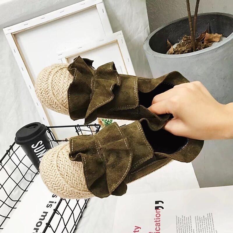 Fisherman shoes women's Xiaoxiang flat-bottomed lazy one-pedal flannel shoes versatile soft-soled comfortable shoes