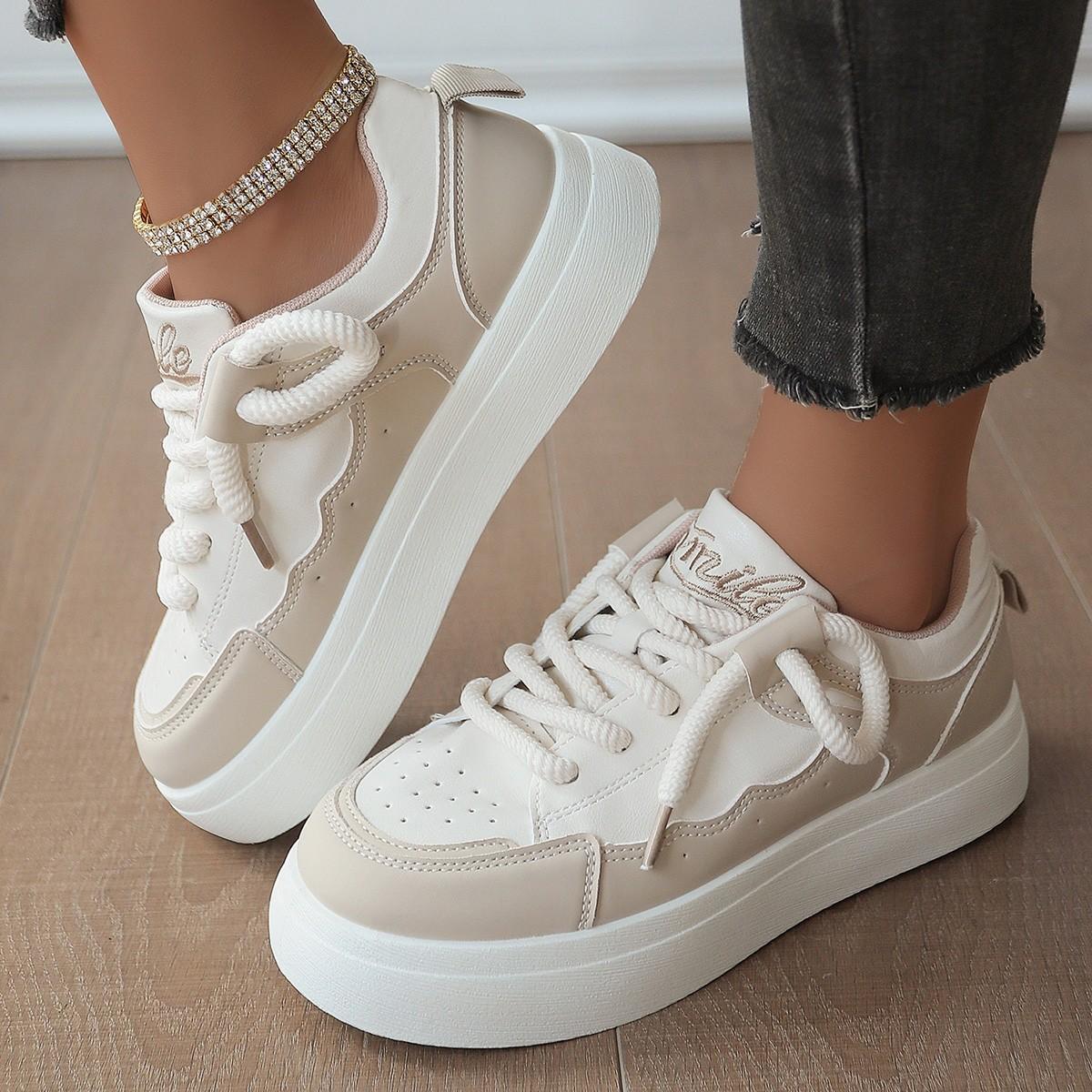 

Fashion New casual shoes for women in spring autumn thick soled low cut simple comfortable breathable wear-resistant trendy board shoes 42 хакі