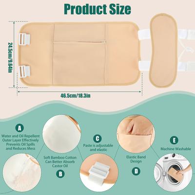 Castor Oil Pack Wrap Reusable Organic Castor Oil Pack Kit with Adjustable Elastic Strap Comfort Neck Waist Castor Oil Pack 2025