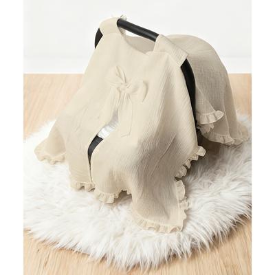 Housse de siège auto en mousseline de coton pur pour bébé avec bordure en dentelle - Pare-soleil pour poussette