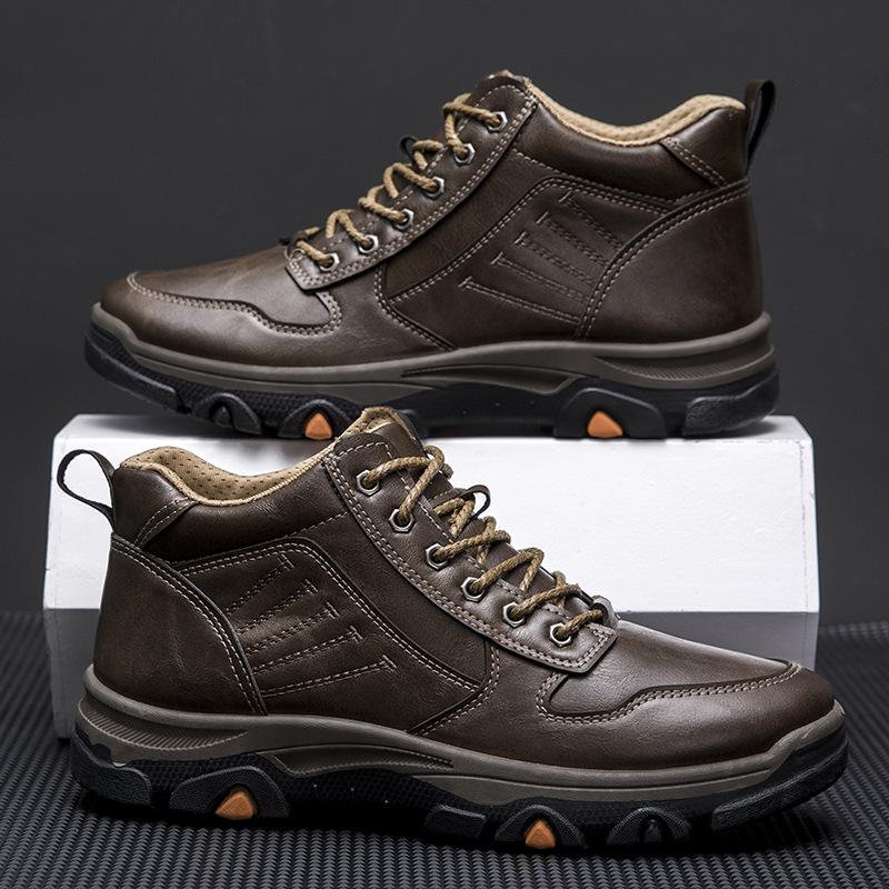 

Single cotton same men s casual leather shoes autumn and winter middle-aged dad shoes fashion solid color versatile leather shoes sports men s shoes 44