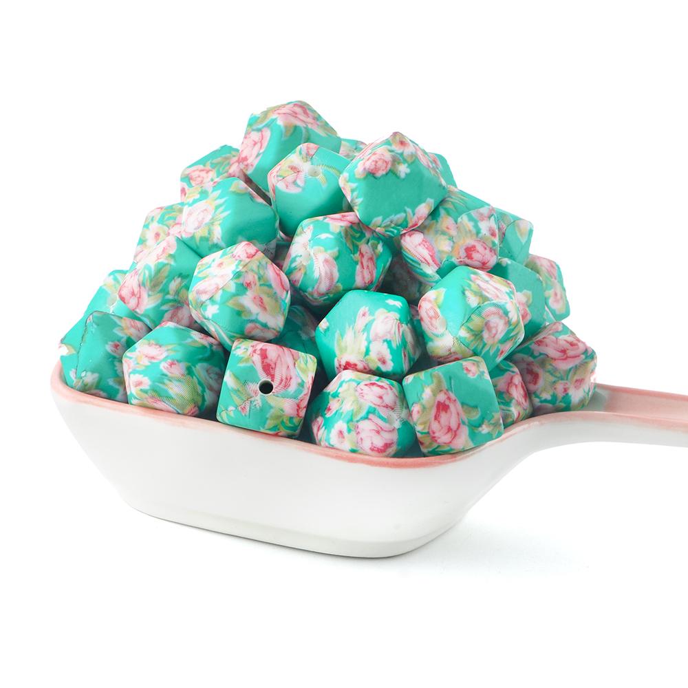 10Pcs 14mm Printed Hexagon Silicone Beads Leopard Bead For Jewelry Making DIY Beadable Pen Keychain Bracelet Accessories
