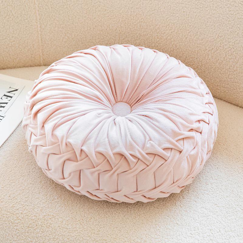Nordic Minimalist Round Cream Plush Embroidered Throw Pillow for Sofa