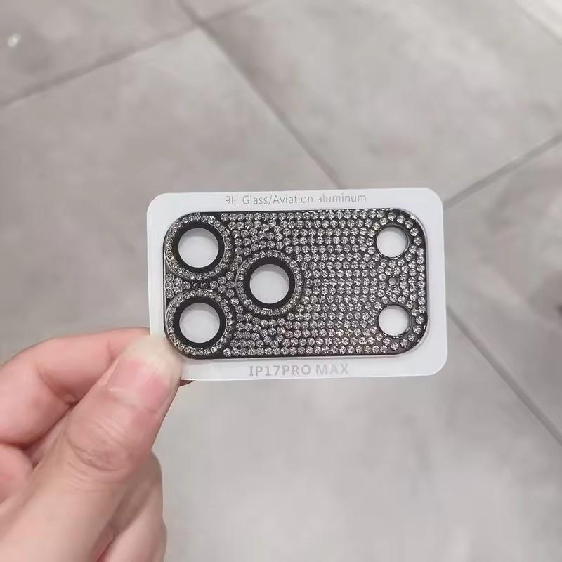

Роскошная наклейка ручной работы со стразами, подходящая для защитной пленки для объектива iPhone 17Promax и для защиты задней камеры iPhone17Pro iPhone 17 чёрный