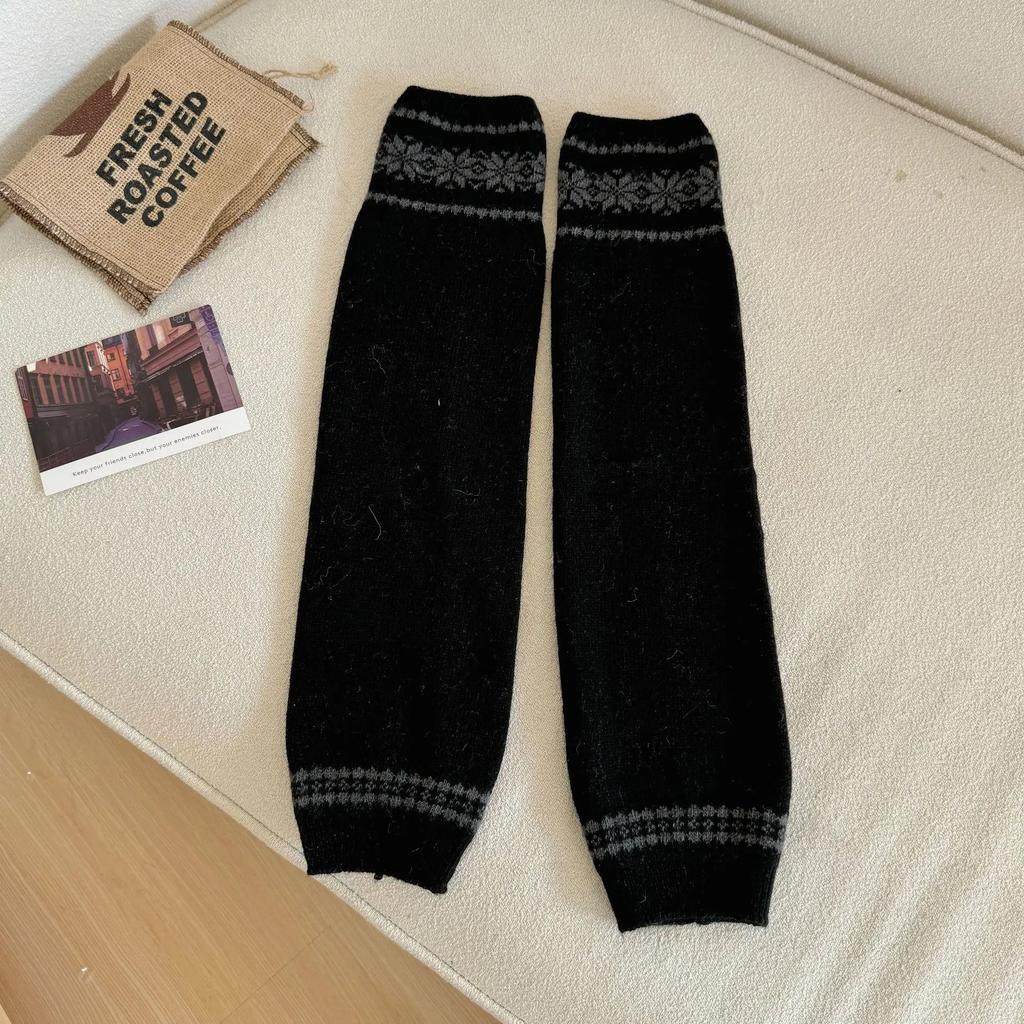 30% Wool Leg Warmers Women Warm Knitted Foot Cover Knee Socks Jk Lolita Girls Long Socks Stockings Leg Warmers Autumn And Winter