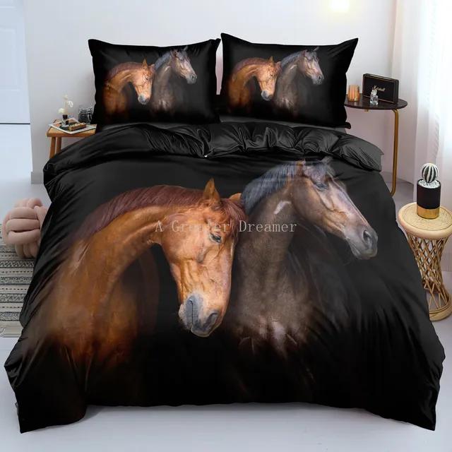 Horses Printed bedding Set Twin Full Queen King Duvet cover Comforter cover set Soft Quilt Pillowcase Animals Bed Linen for gift