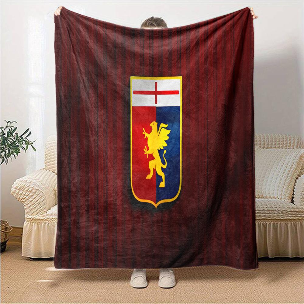 Lion Shield Genoa Flannel Blanket, Soft Polyester, Modern Design, All-Season for Camping, Travel, Gifts for holidays or birthdays