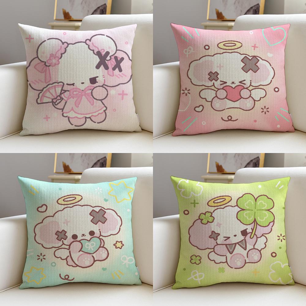 Sweet CCute NNonoS Cushion Cover Breathable and Skinfriendly Linen Pillowcase Square Removable and Washable Cushion