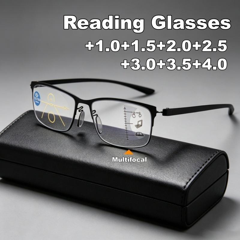 Progressive Multifocal Reading Glasses High-End Anti Blue Light Presbyopia Glasses for Near and Far Vision Business Eyewear