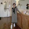 Early Autumn 2026 New Striped Loose and Thin Hooded Knitted Medium and Long Skirt Lazy Style Casual Dress Women