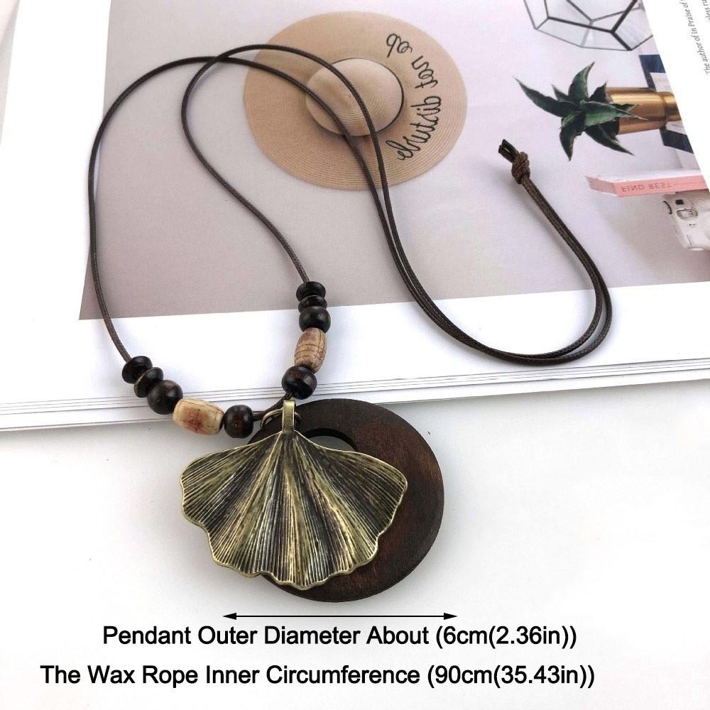 Boho Sweater Chain Hollow Leaves Clothing Pendant Vintage Necklace  Gifts