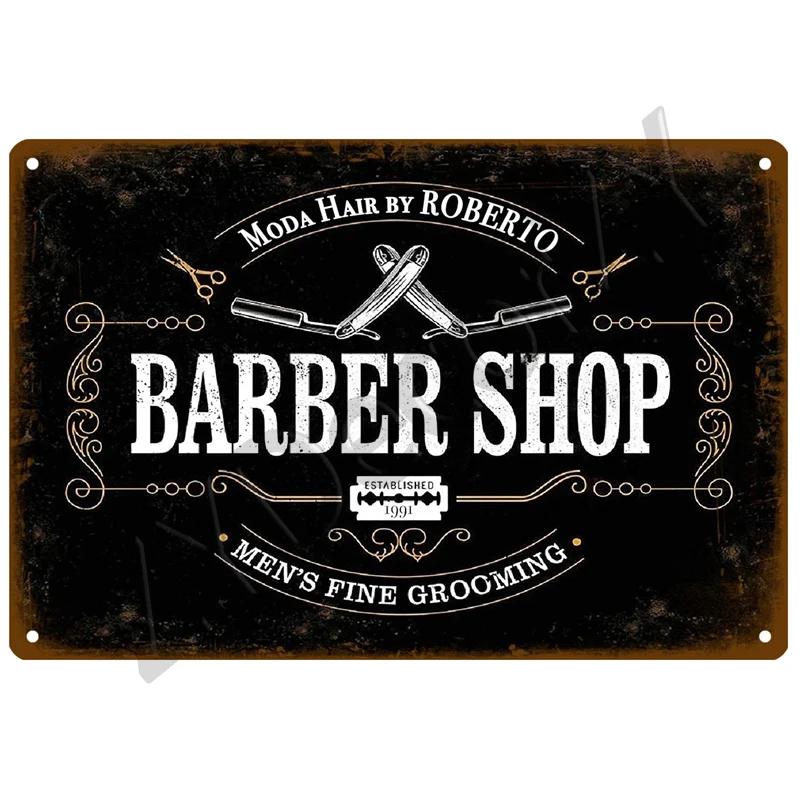 Vintage BARBER SHOP Metal Sign Poster Cafe Bar Pub Tin Sign Plaque Retro Haircut and Shave Beard Iron Plates Printing Home Decor