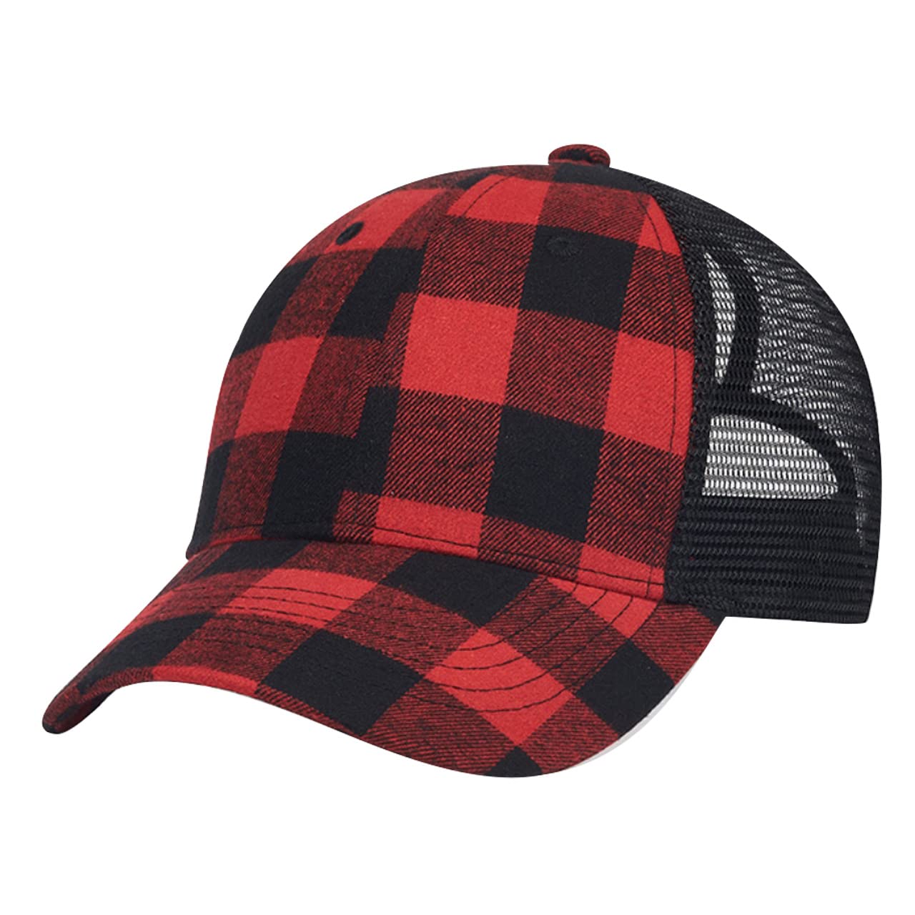 

Mesh Cap Checkered Pattern Perforated Hat Running Outdoor CA710 [White Fang] Women s (Red Black)
