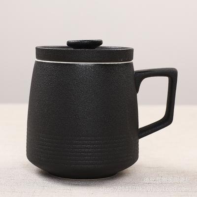 Japanese High-End Souvenir Tea Separation Black Pottery Tea Cup Ceramic Cup Office Gift Cup