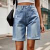 Pantaloncini casual in denim strappato alla moda da donna
