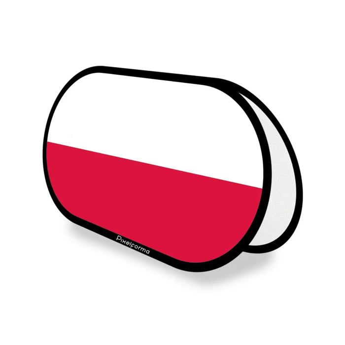 Drapeau Ovale - Pologne - 70 x 120 cm - Polyester - Impression recto/verso - Pliable rétractable