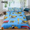 Excavator Duvet Cover Set Microfiber Tractor Truck Comforter Cover Twin Construction Vehicle Cartoon Bedding Set for Boys Teens