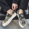 Hot Sale Design Canvas Slip On Shoes Men Bear Print Loafers For Men Casual Platform Board Shoes Men Breathable Driving Footwear