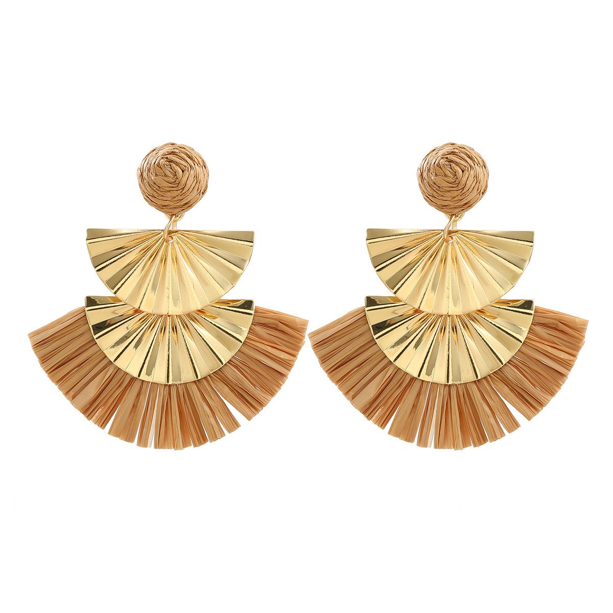 

Pinkdudu Ретро веерообразные серьги-подвески из металла Lafite Leaf, милые модные серьги ручной работы для женщин PD2186 коричневый