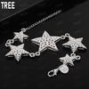 925 Sterling Silver Five-Pointed Star Side Chain Beautiful Bracelet Gift Jewelry