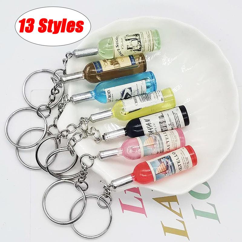 Acrylic Beer Wine Bottle Keychain Various Car Bag Key Ring Pendant Gift