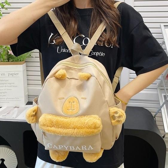 Pack Men's and Women's Plush Cute Versatile Cartoon Capybara Elementary School Students Fashion Backpack