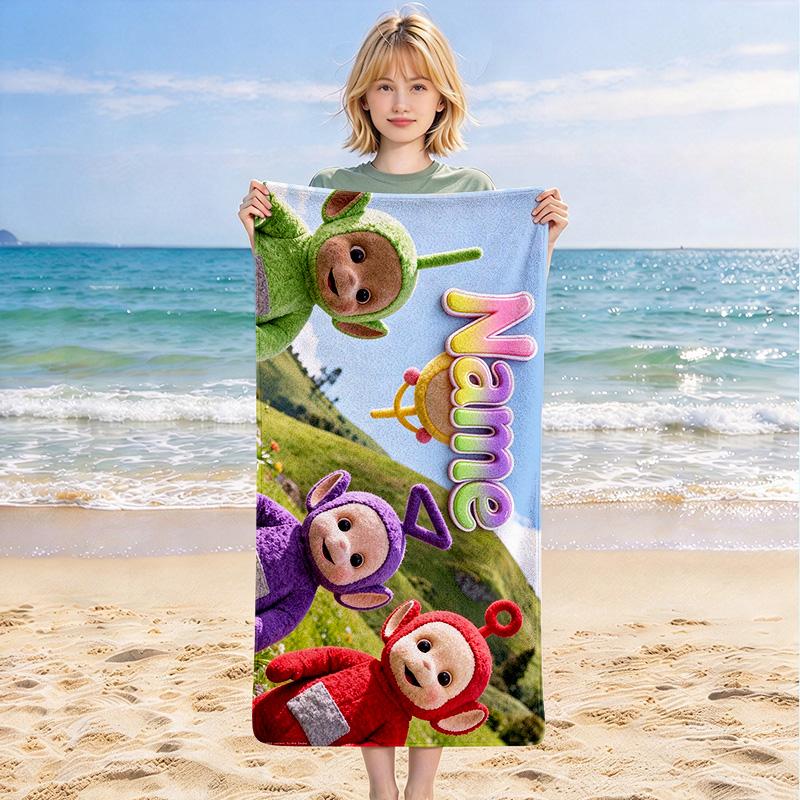 Custom Name Teletubbies Stylish printed beach towel,a quick-drying, absorbent mat suitable for the beach, pool, gym, and travel fans gift