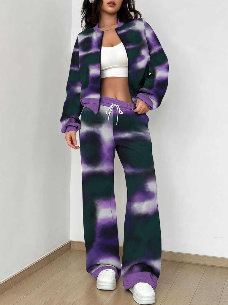 Gradual Change Autumn And Winter New European And American Women'S Clothing Retro Pattern Printing Suit Women