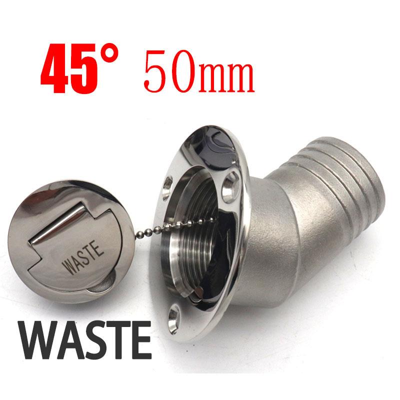 45/90 Degree Stainless Steel 316 Deck Filler Cap GAS DIESEL FUEL WASTE WATER 50mm(2inch) Marine Boat Yacht Hardware Deck Filler