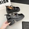 Punk Dark JK Uniform Mary Janes Thick Heel Women's Shoes Rock Chick Short Height Increase Platform Casual Shoes for Ladies