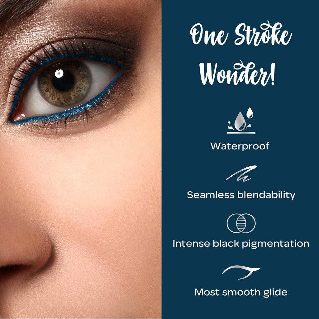 FACES CANADA Ultime Pro Intense Gel Kajal With Smudger & Sharpener - Blue, 1.2 g | 24 Hr Long Stay | Waterproof & Smudgeproof | One Swipe Smooth Ap