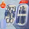 14-teiliges Edelstahl Nagel- und Fußpflege-Set mit Nagelhautzange, Tragbares Set in Box, Edelstahl Maniküre-Werkzeuge, Nagelschere