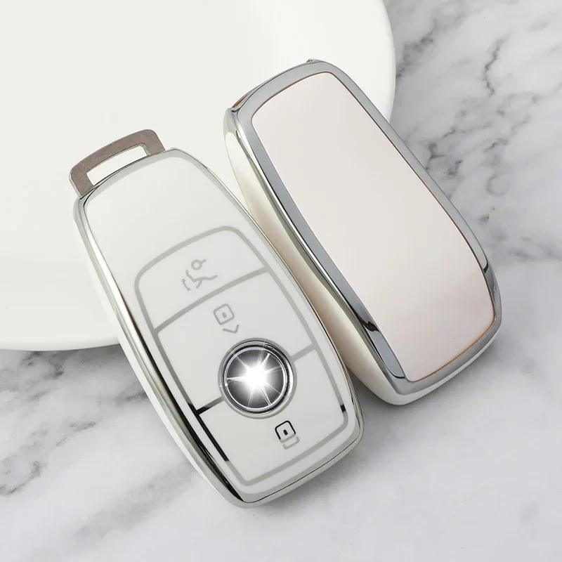 TPU Autoschlüsselhülle für Mercedes-Benz ABCEGS Klasse CLA CLS GLA GLB GLC GLE GLS EQA EQB EQC 3 Tasten Autozubehör weiß