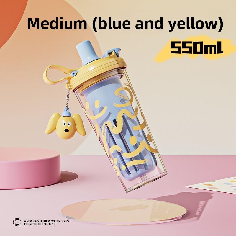 Pc Straw Water Bottle For Girls With Double Drink Design Perfect For Summer Use
