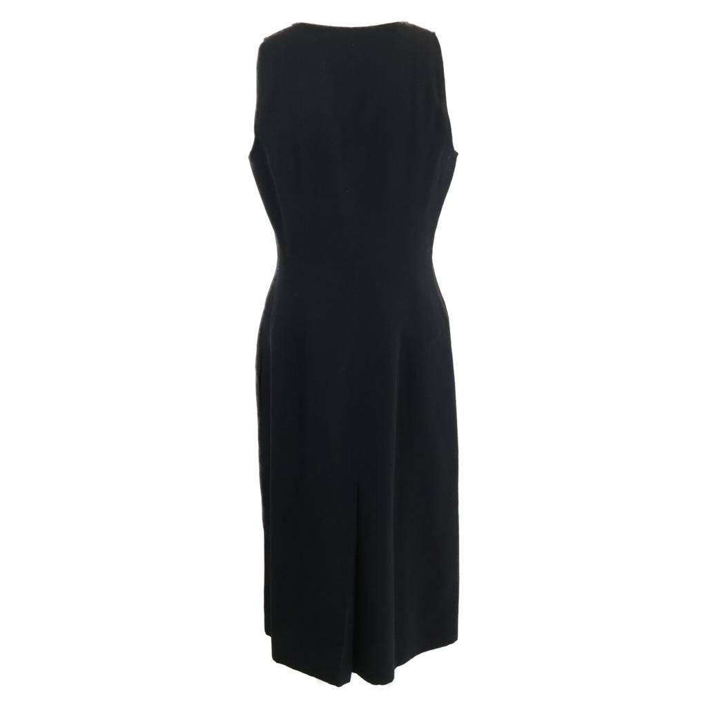 Chanel 02A P191712 CC Logo Zip Sleeveless Top with Ribbon Brooch Dress 38 blackUsed