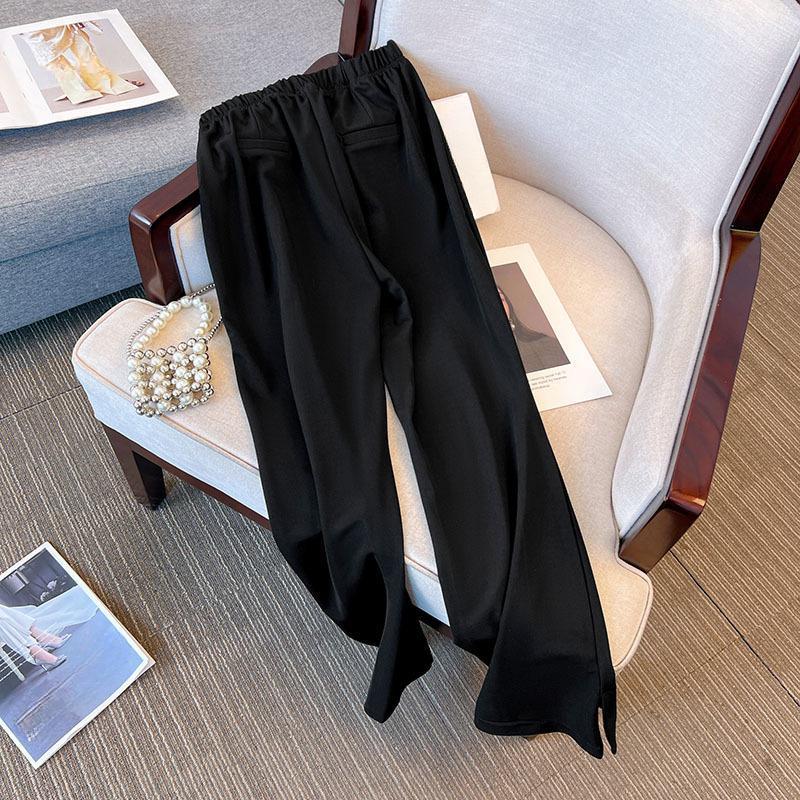 

Женские брюки больших размеров, повседневные укороченные брюки, тонкие прямые брюки весенне-летнего темперамента 6XL чёрный