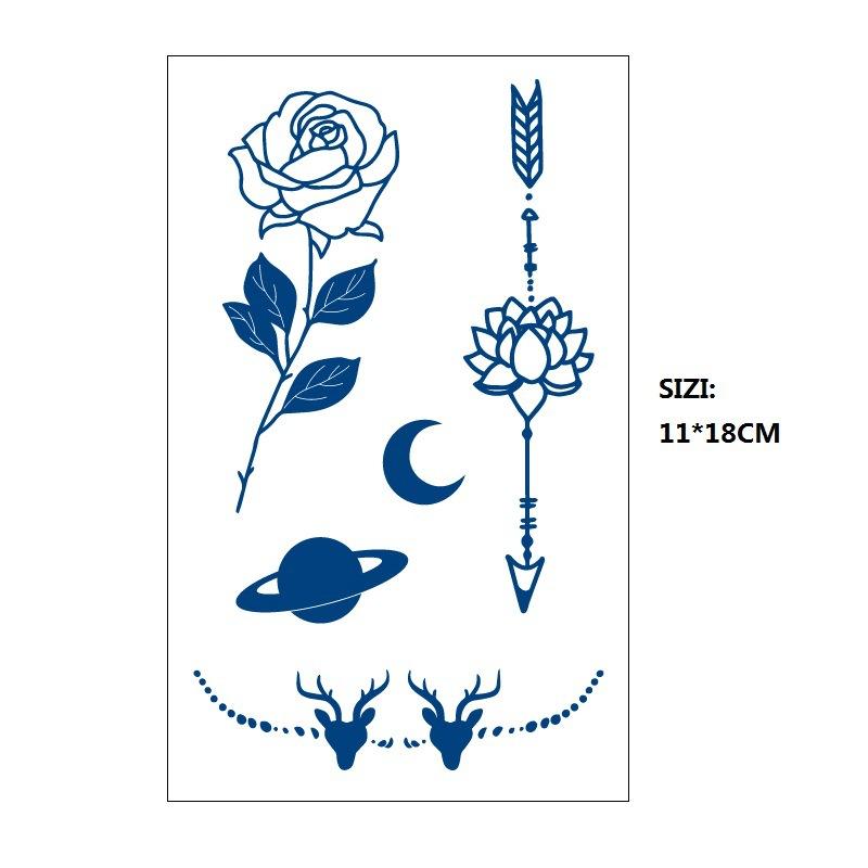 Emmy Naklejka Tatuaż Ziołowy Stopniowa Zmiana Geometryczny Gwieździste Niebo Łańcuch z Gwiazd Trwały Nieodblaskowy Naklejka Transferowa Wodna