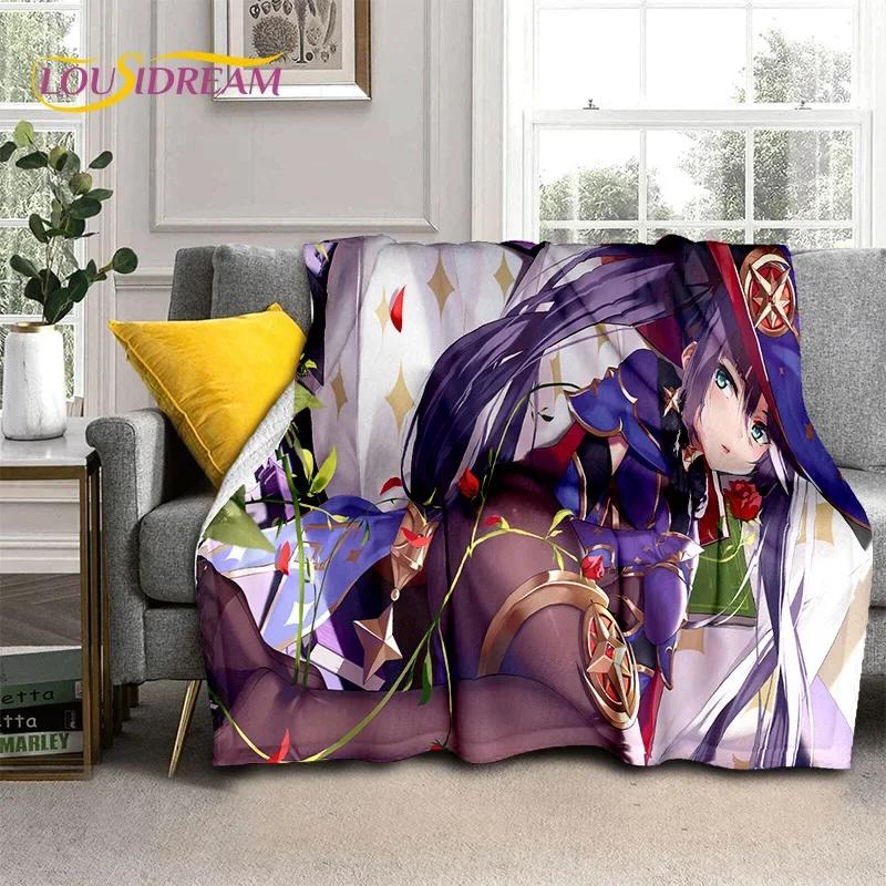 3D Cute Genshin Impact Cartoon Game Soft Flannel Blanket for Beds Bedroom Sofa Picnic,Throw Blanket for Outdoor Leisure Nap Gift