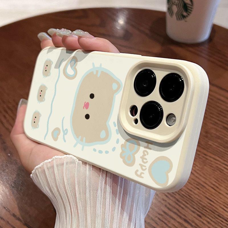 

Love kitten for apple 17 mobile phone case 16 imitation liquid iPhone 15 fun 14 cartoon 12 soft 11 apple 17promax