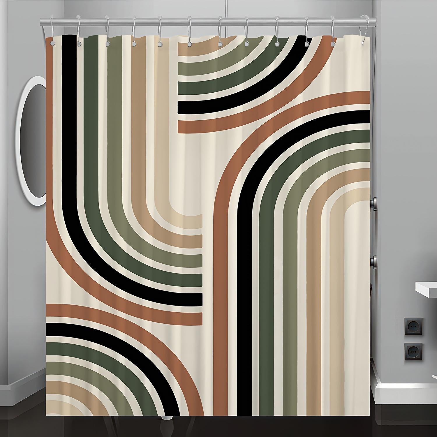 

1Pc Fashion Art Line Pattern Shower Curtain, Digital Print, Machine Washable, Reversible Polyester, Four Seasons Bath/Home Decor W90xH180cm