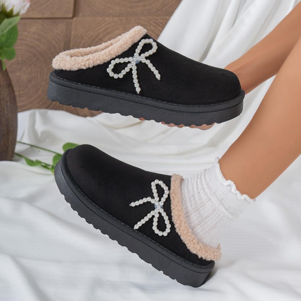 Fashion Winter 2025 Warm Fluffy Woman Slippers Soft Bottom Thick Plush Clogs Women Casual Comfortable Platform Slippers